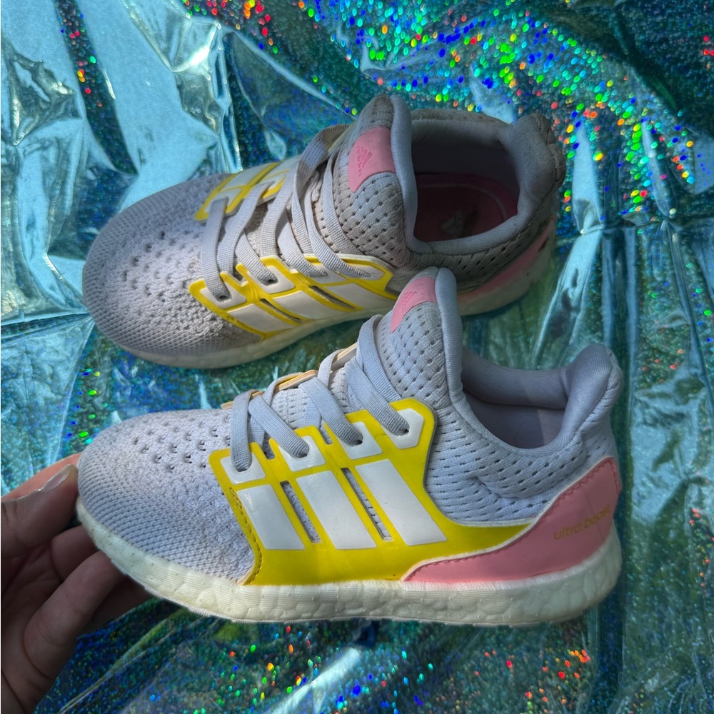 Adidas Kids Sneakers - White, Yellow, and Pink